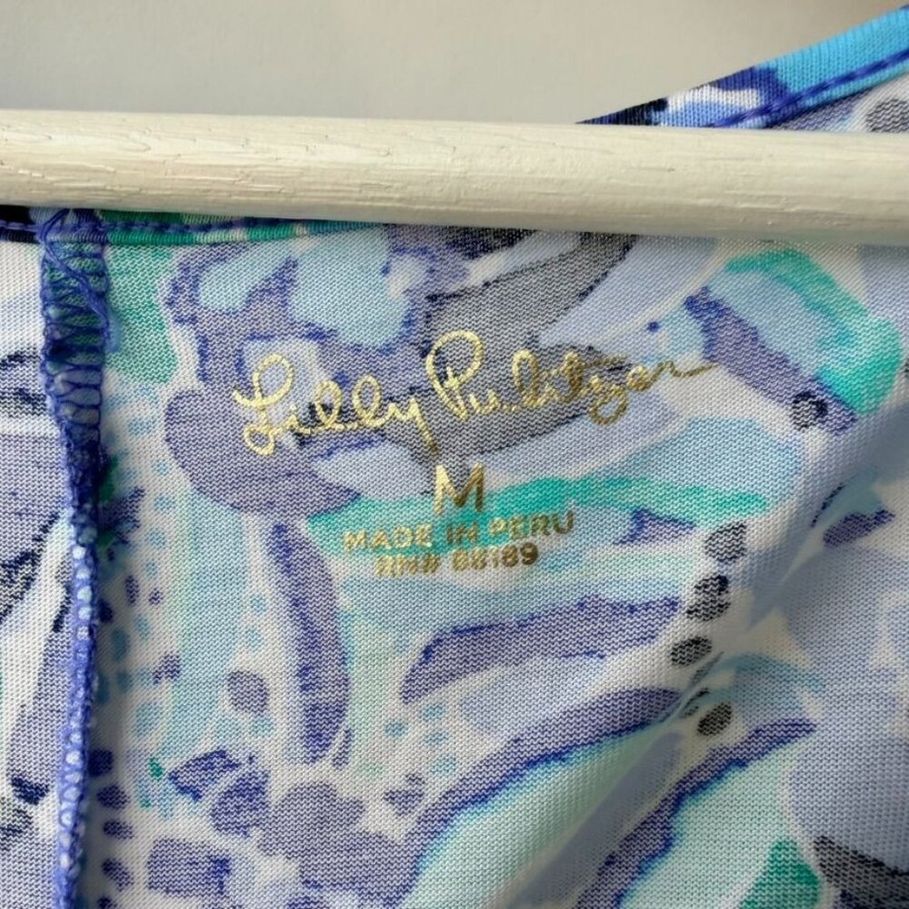Lilly Pulitzer Maxi Dress Pima Cotton Iris Lion Print – Blue/White (Size M) - Picture 8 of 9